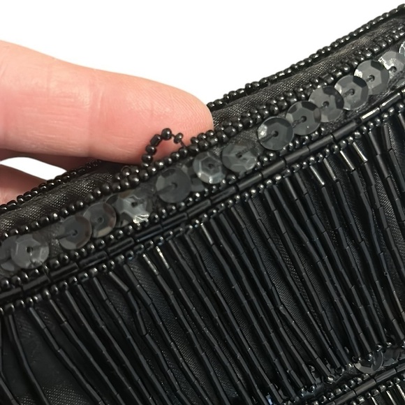 Mini Shoulder Purse Beaded Black Evening Bag - Picture 13 of 14